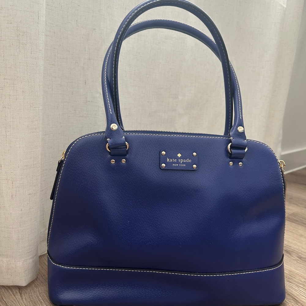 Kate Spade Blue Satchel with Silver Hardware